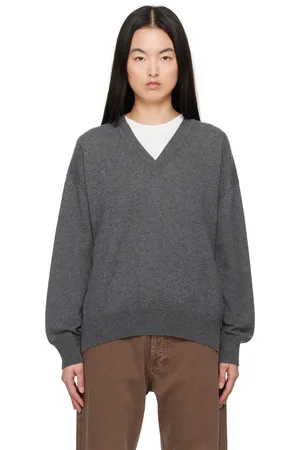 &Daughter Gray Tahra Cashmere V-Neck Sweater