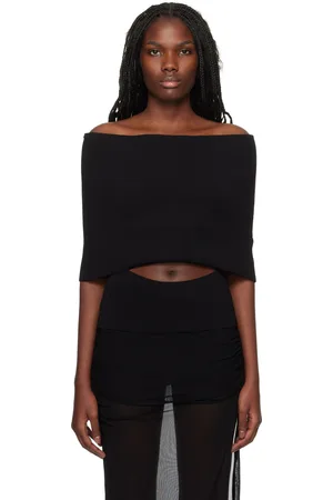CHRISTOPHER ESBER Slashed Knit Shawl Top