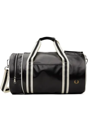 Fred Perry Black & Off-White Classic Barrel Duffle Bag