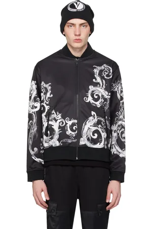 VERSACE Black Watercolor Couture Bomber Jacket