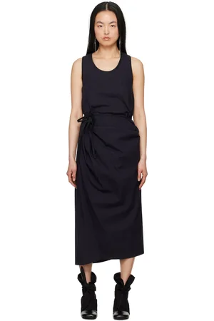 LEMAIRE Navy Wrap Midi Dress