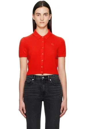 Alexander Wang Red Logo Embroidered Cardigan