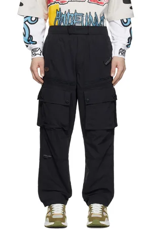 A Bathing Ape Black Moonface Logo Utility Cargo Pants