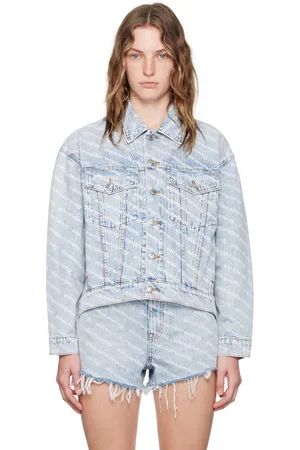 Alexander Wang Blue Printed Falling Back Logo Denim Jacket