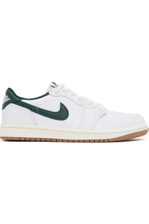 Nike White & Green Air Jordan 1 Retro Low OG Sneakers