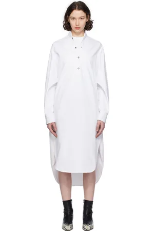 Khaite White Seffi Denim Midi Dress