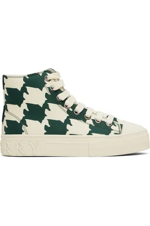 Burberry Kids Off-White & Green New Mini Jack Sneakers