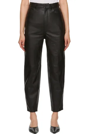Totême Black Tapered Leather Pants