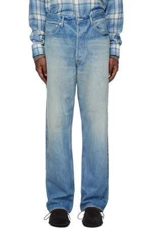 Auralee Blue Selvedge Faded Heavy Denim Wide Jeans
