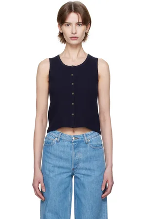 A.P.C. Navy Buttoned Tank Top