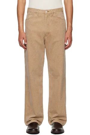 Auralee Tan Washed Organic Canvas Trousers