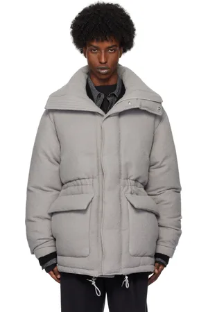 Auralee Gray Brushed Alpaca Wool Down Jacket