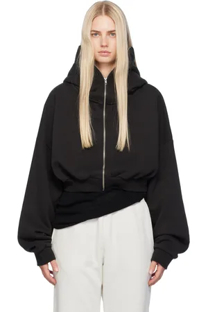 Entire Studios Black Cropped Full Zip Hoodie