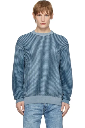 HUGO BOSS Blue Cable-Knit Sweater
