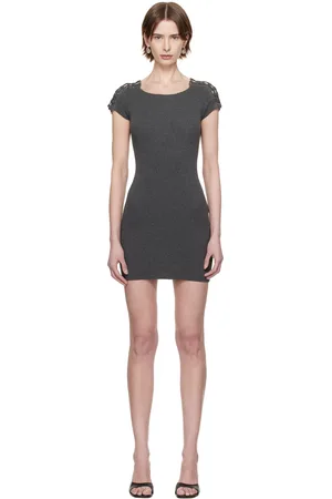 Isa Boulder Gray Knitted Shoulder Minidress