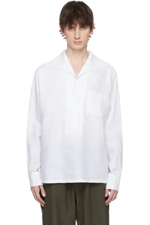 Dolce & Gabbana White Three-Button Long-Sleeved Linen Shirt