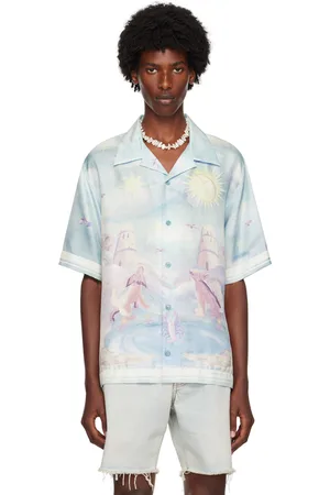 Givenchy Blue Graphic Bowling Shirt