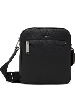 HUGO BOSS Black Grained Faux-Leather Reporter Bag