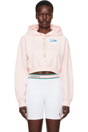 Casablanca Pink Rubber Patch Crop Hoodie