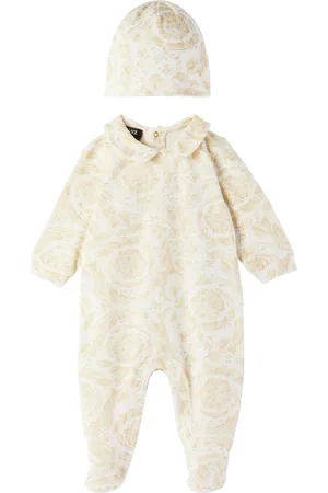 VERSACE Baby Beige Barocco Jumpsuit & Beanie Set