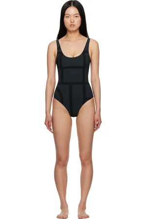 Totême Black Monogram One-Piece Swimsuit