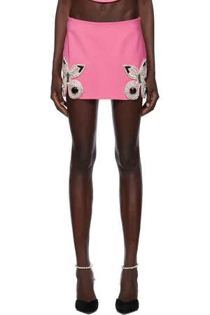 AREA Pink Embroidered Butterfly Miniskirt