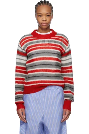 Marni Gray & Red Striped Mohair Sweater