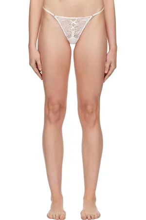 FLEUR DU MAL White Lace-Up Thong