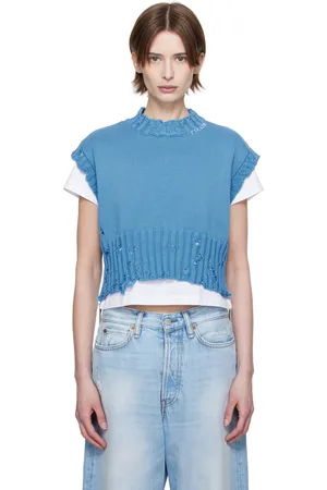 Marni Blue Cotton Sleeveless Crewneck Sweater