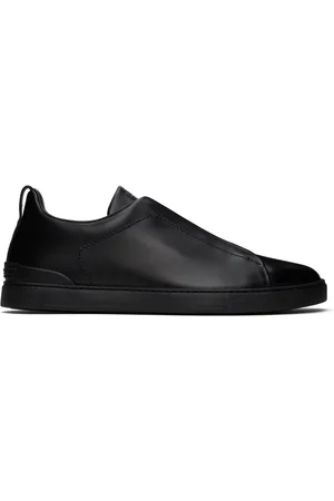 Ermenegildo Zegna Black Triple Stitch Sneakers