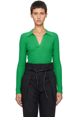3.1 Phillip Lim Green Honeycomb Stitch Polo