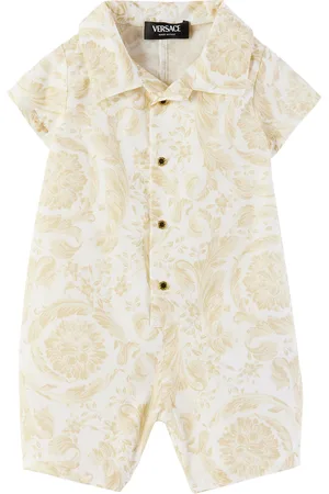 VERSACE Baby White & Beige Barrocco Romper