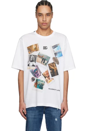 Dolce & Gabbana White Postcard Print Cotton T-shirt