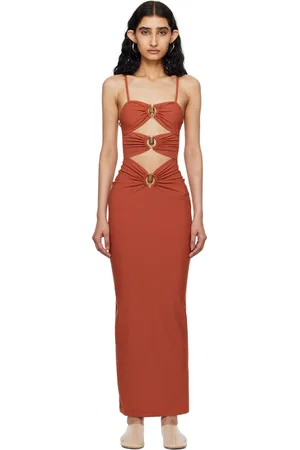 CHRISTOPHER ESBER Red Crystal Orbit Midi Dress