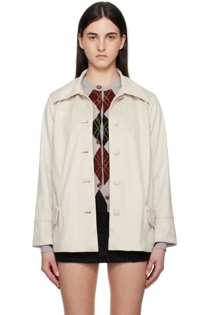 Anna Sui Off-White Buttoned Faux-Suede Coat