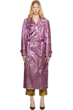 DRIES VAN NOTEN Purple Double-Breasted Trench Coat