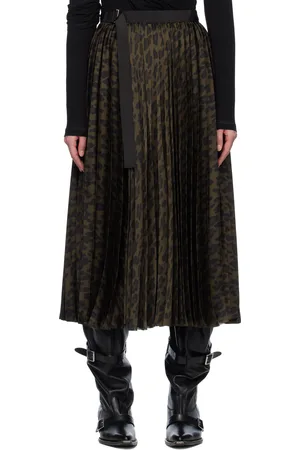 SACAI Brown Leopard Print Maxi Skirt