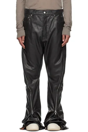 Rick Owens Black Hollywood Bolan Banana Leather Trousers