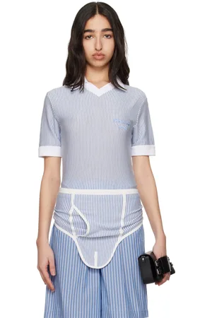 Charles Jeffrey Loverboy White & Blue Cheeky Onesie Bodysuit