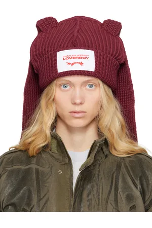Charles Jeffrey Loverboy Burgundy Chunky Rabbit Beanie