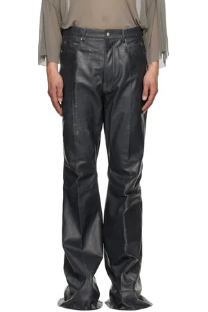 Rick Owens Black Hollywood Bolan Bootcut Leather Pants