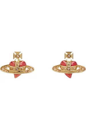 Vivienne Westwood Gold New Diamante Heart Earrings