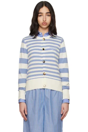 Charles Jeffrey Loverboy Blue & White Button Down Cardigan