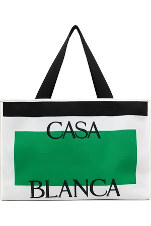 Casablanca White & Green Knitted Shopper Tote