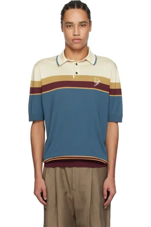 Dolce & Gabbana White & Blue Logo Embroidered Silk Polo
