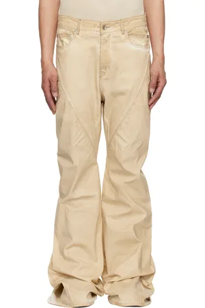 Rick Owens Beige Hollywood Bias Bootcut Jeans
