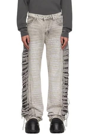 Who Decides War Gray Ultra Flare Scripture Jeans