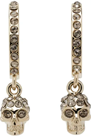 Alexander McQueen Gold Skull Mini Creole Hoop Earrings