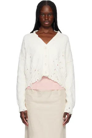 Marni Off-White Dishevelled Cotton Cropped Cardigan