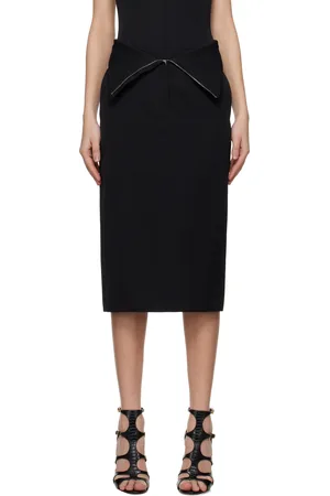 Alexander McQueen Black Split Hem Midi Skirt
